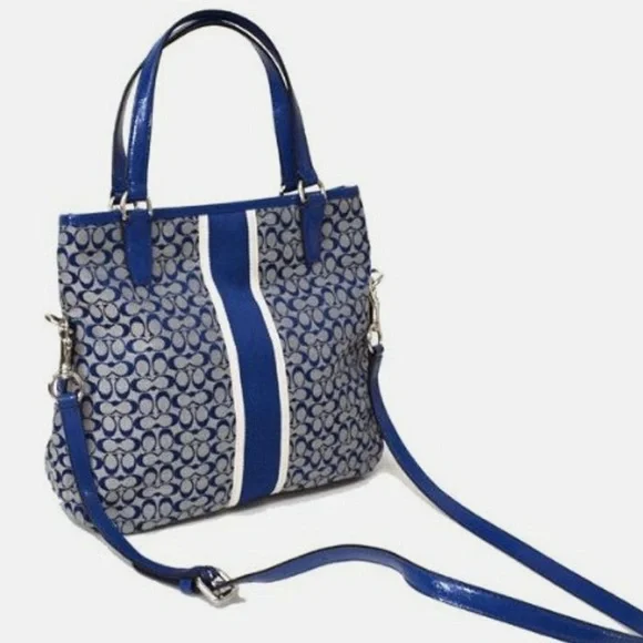 Coach Blue Signature Stripe Mini C'sTote w/crossbody strap